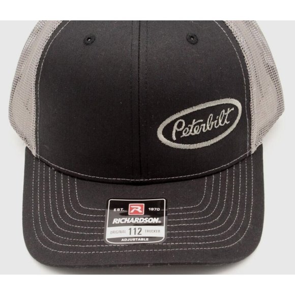 Peterbilt Trucker Hat - Black / Charcoal Richardson 112 Snap Back Hat - Picture 6 of 7